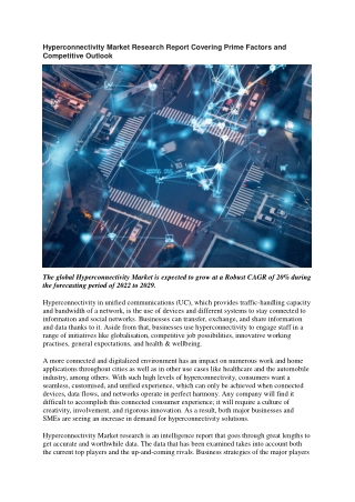 Hyperconnectivity Market Research Report Covering Prime Factors and  Competitive