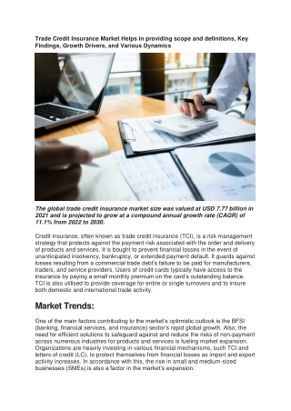 Trade Credit Insurance Market Helps in providing scope and definitions, Key  Fin