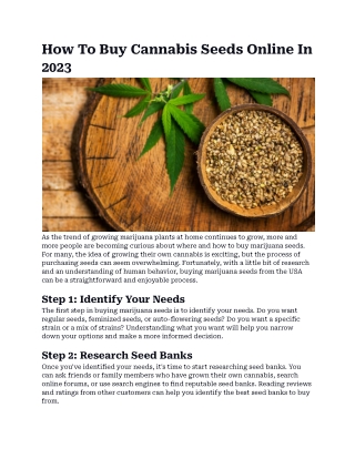 How To Buy Cannabis Seeds Online In 2023