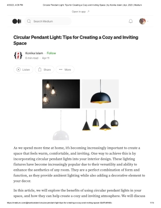 Circular Pendant Light_ Tips for Creating a Cozy and Inviting Space _ by Konika Islam _ Apr, 2023 _ Medium