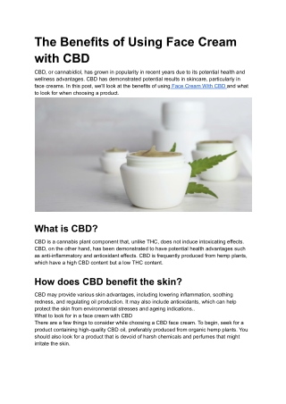 The Benefits of Using Face Cream with CBD