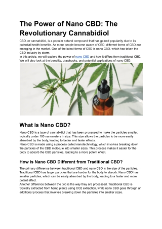 The Power of Nano CBD_ The Revolutionary Cannabidiol