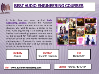 Best Audio Engineering Courses in India