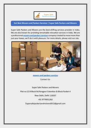 Get Best Movers and Packers Services | Super Safe Packers and Movers