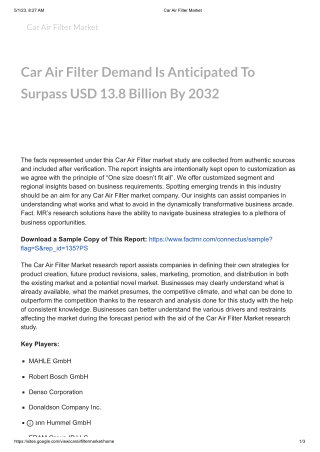 Car Air Filter Market
