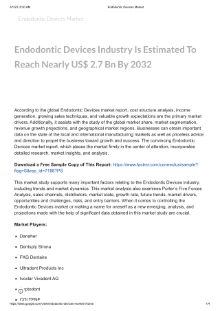 Endodontic Devices Market