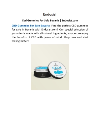 Cbd Gummies For Sale Bavaria | Endosist.com