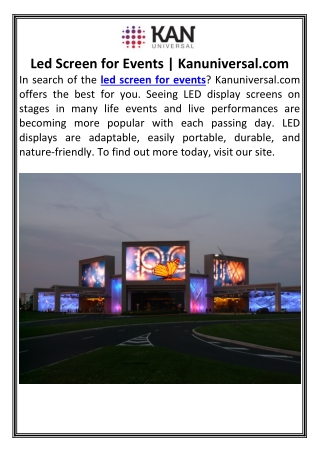 Led Screen for Events | Kanuniversal.com