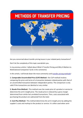 5 Innovative Transfer Pricing Methods for Multinational Enterprises