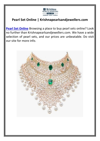 Pearl Set Online | Krishnapearlsandjewellers.com