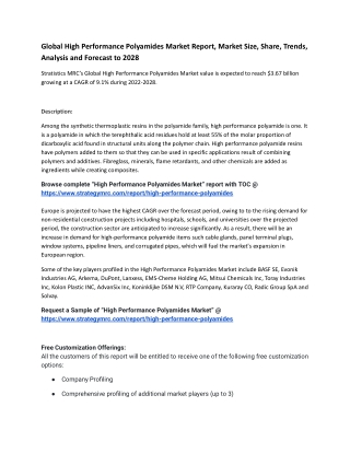 Global High Performance Polyamides Market Report, Market Size, Share, Trends