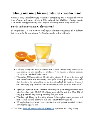 Không nên uống bổ sung vitamin c vào lúc nào