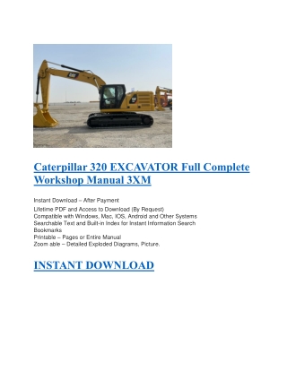 Caterpillar 320 EXCAVATOR Full Complete Workshop Manual 3XM