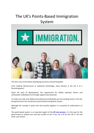 The UK's Points-Based Immigration System