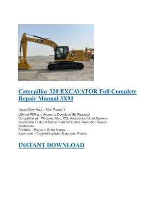 Caterpillar 320 EXCAVATOR Full Complete Repair Manual 3XM
