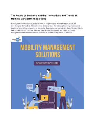 The Future of Business Mobility Innovations and Trends in Mobility Management Solutions