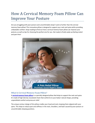 How A Cervical Memory Foam Pillow Can Improve Your Posture