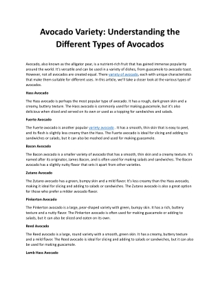 Understanding the Different Types of Avocados