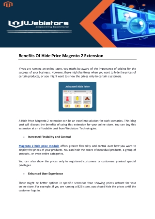 Benefits Of Hide Price Magento 2 Extension