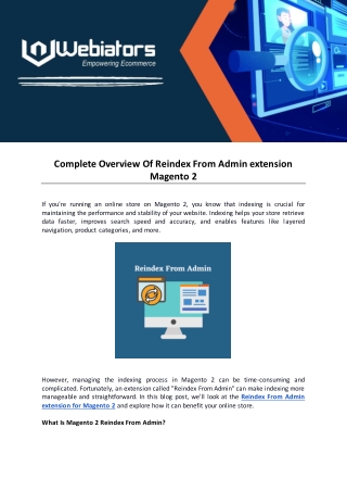 Complete Overview Of Reindex From Admin extension Magento 2