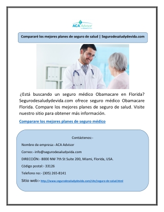 Compararé los mejores planes de seguro de salud | Segurodesaludydevida.com