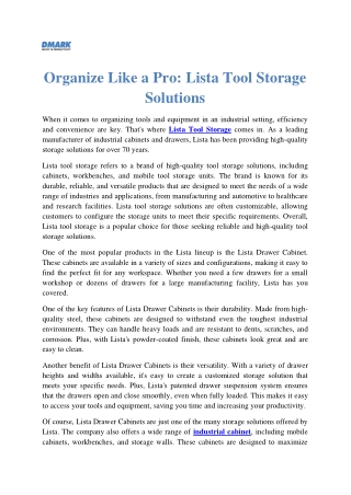 Organize Like a Pro: Lista Tool Storage Solutions