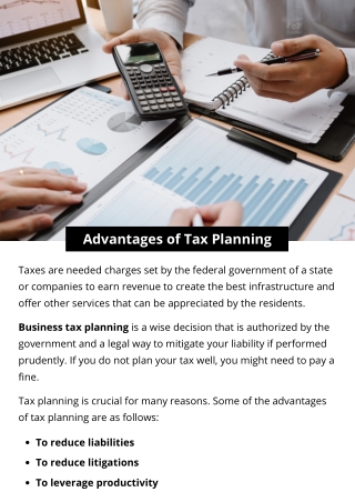 Advantages of Tax Planning