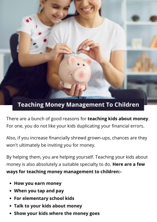 Teaching Money Management To Children
