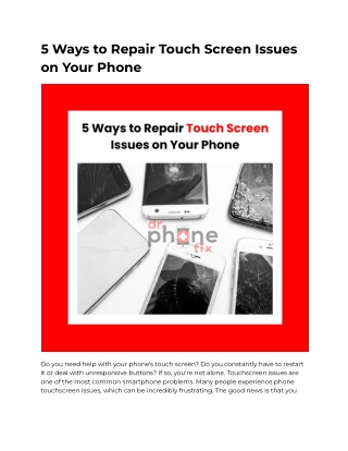 5 Ways to Repair Touch Screen Issues on Your Phone