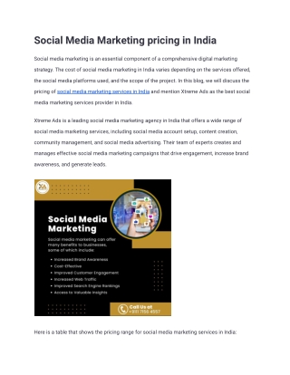 Social Media Marketing Package in India