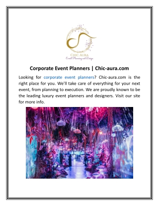 Corporate Event Planners  Chic-aura