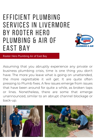 Efficient Plumbing Services in Livermore by Rooter Hero Plumbing & Air of East Bay