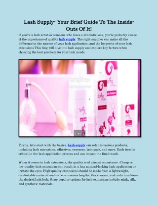 Lash Supply- Your Brief Guide To The Inside-Outs Of It!