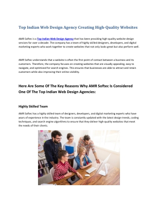 Top Indian Web Design Agency | AMR Softec