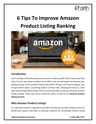 6 Tips To Improve Amazon Product Listing Ranking