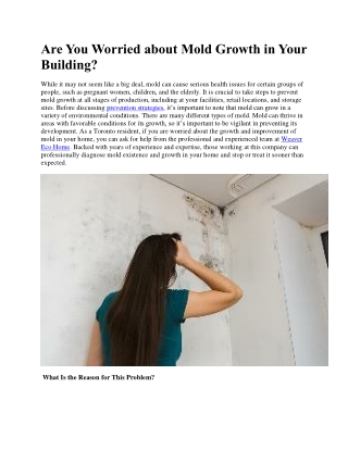 Are You Worried about Mold Growth in Your Building