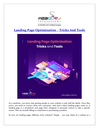 Landing Page Optimization – Tricks And Tools