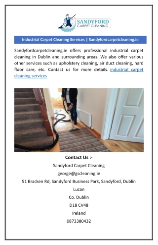 Industrial Carpet Cleaning Services | Sandyfordcarpetcleaning.ie
