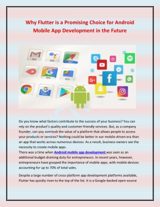Why Flutter is a Promising Choice for Android Mobile App Development in the Future