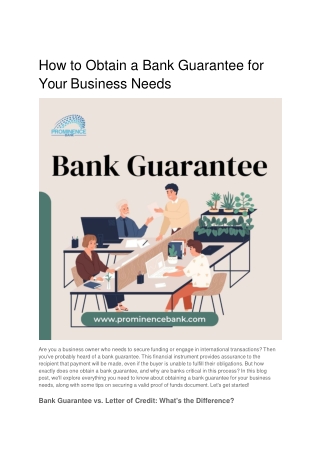 _How to Obtain a Bank Guarantee for Your Business Needs