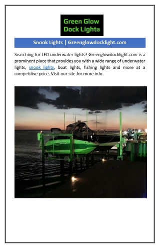 Snook Lights | Greenglowdocklight.com