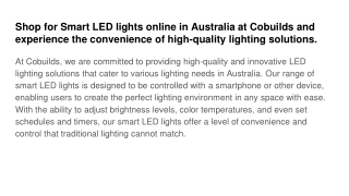 Shop for Smart LED lights online in Australia at Cobuilds and experience the convenience of high-quality lighting soluti