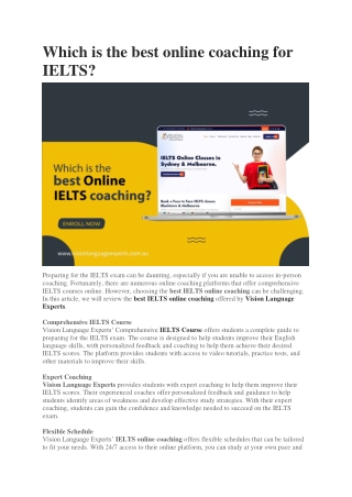 Which is the best online coaching for IELTS?