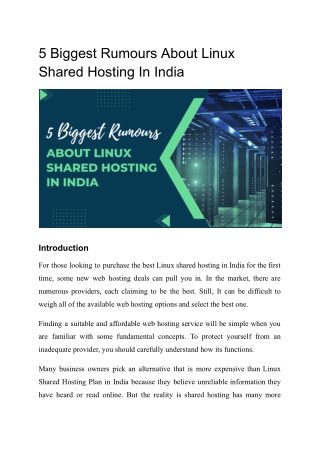 5 Biggest Rumours About Linux Shared Hosting In USA
