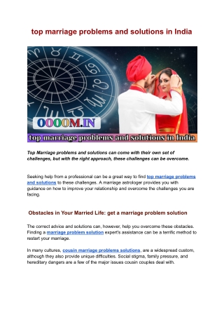 top marriage problems and solutions in India