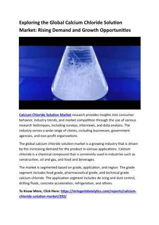 Calcium Chloride Solution Market