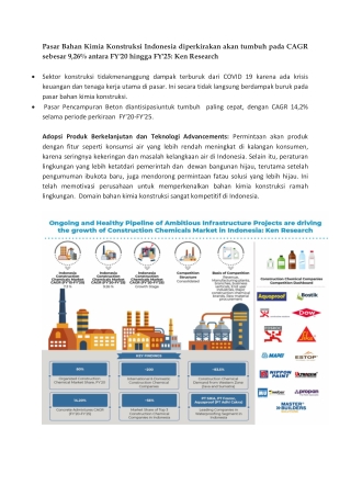 Prospek Pasar Bahan Kimia Konstruksi Indonesia hingga 2025 :KenResearch