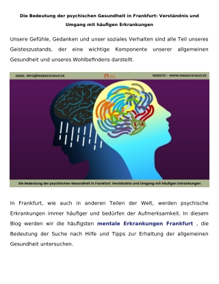 The Importance of Mental Health in Frankfurt: Understanding and Managing Common