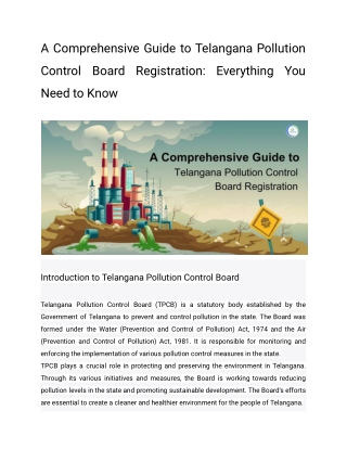 A Comprehensive Guide to Telangana Pollution Control Board Registration_ Everything You Need to Know