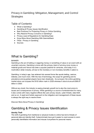 Privacy in Gambling: Mitigation, Management, and Control Strategies | GammaStack